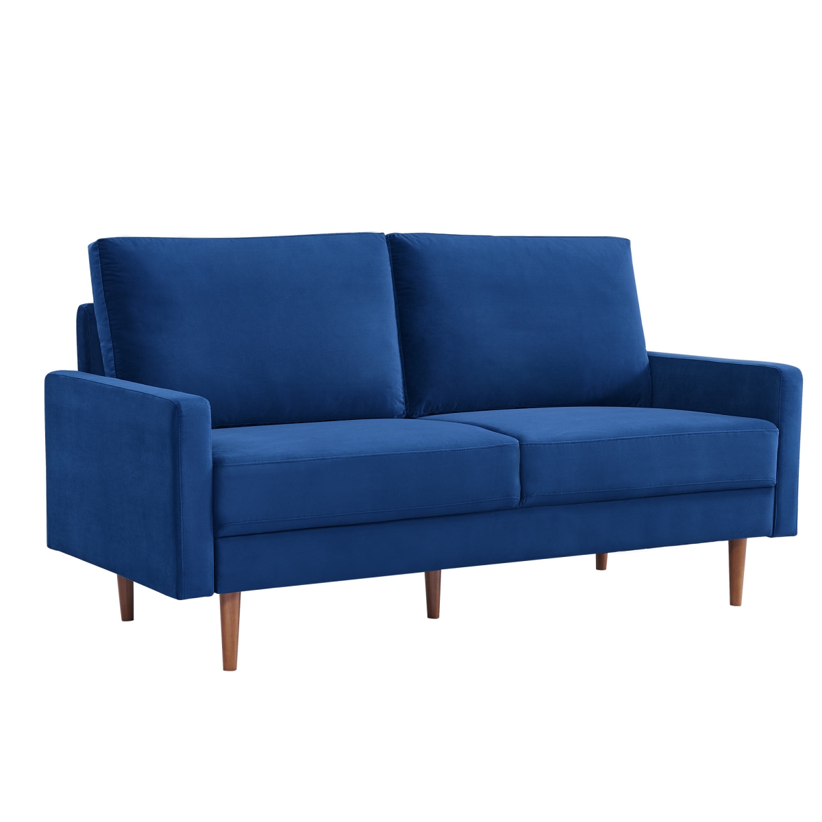 69 in. Velvet Sofa, Blue & Dark Brown
