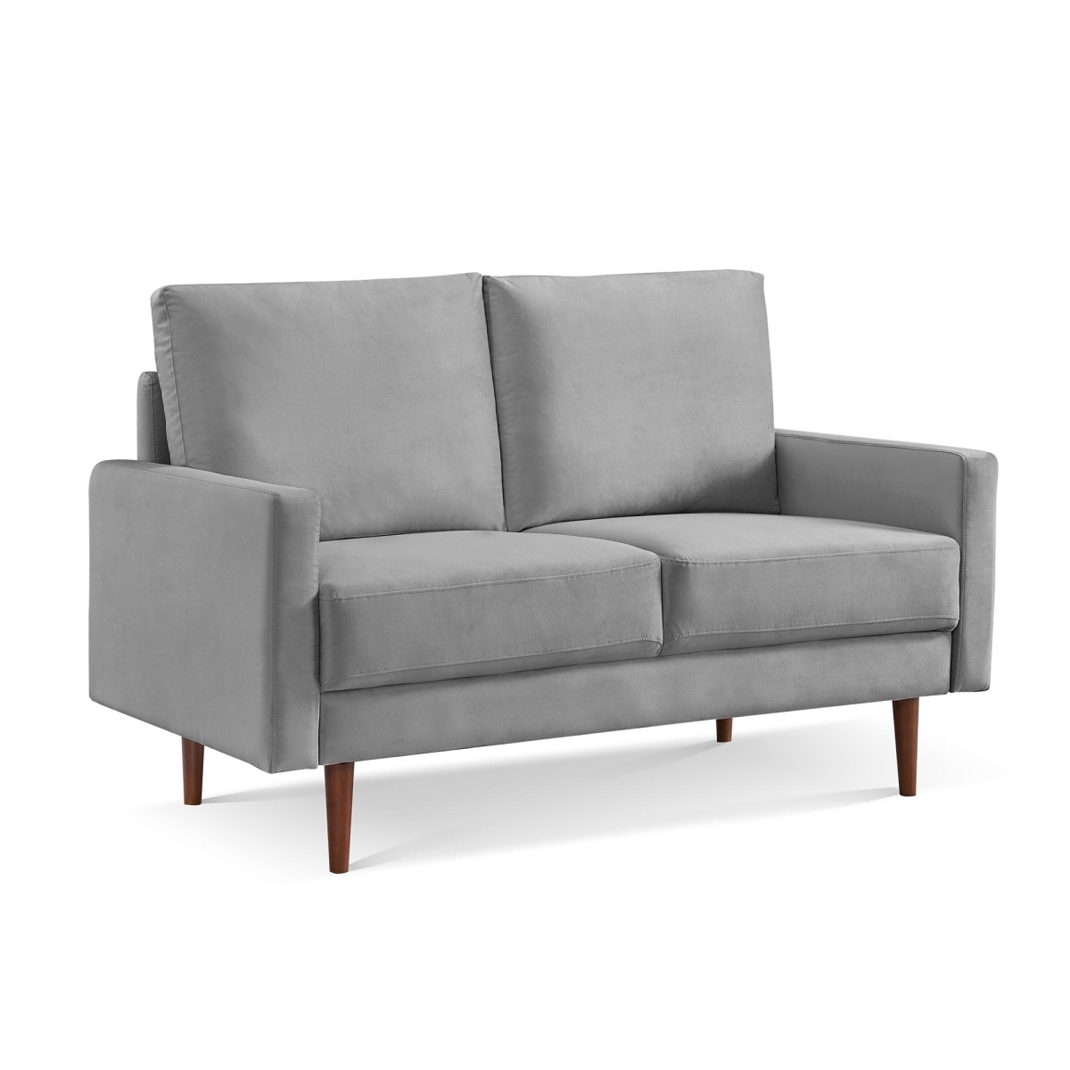 57 in. Velvet Loveseat, Gray & Dark Brown