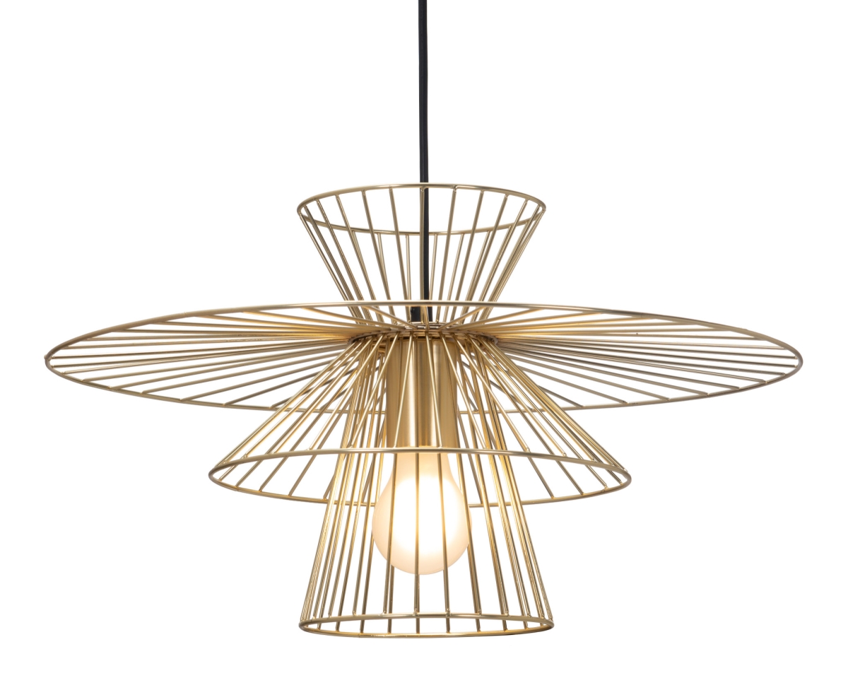 Picture of HomeRoots 524177 Caged Geometric Metal Hanging Ceiling Light&#44; Gold