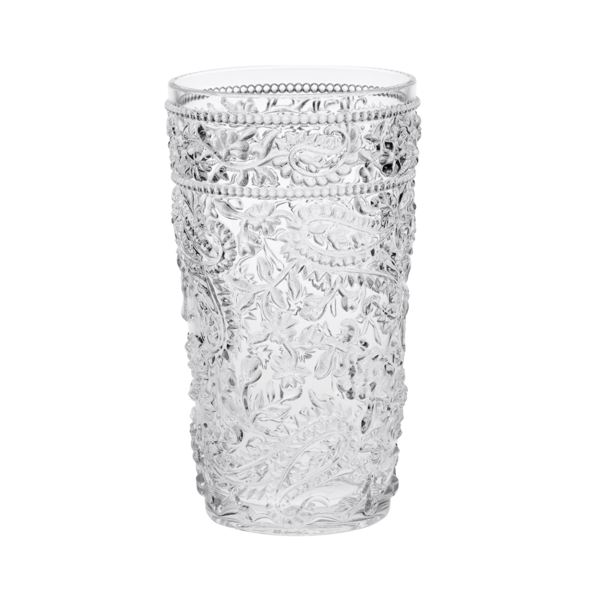 Picture of HomeRoots 521168 Paisley Acrylic Stemless Highball Glass, Clear - Set of 4
