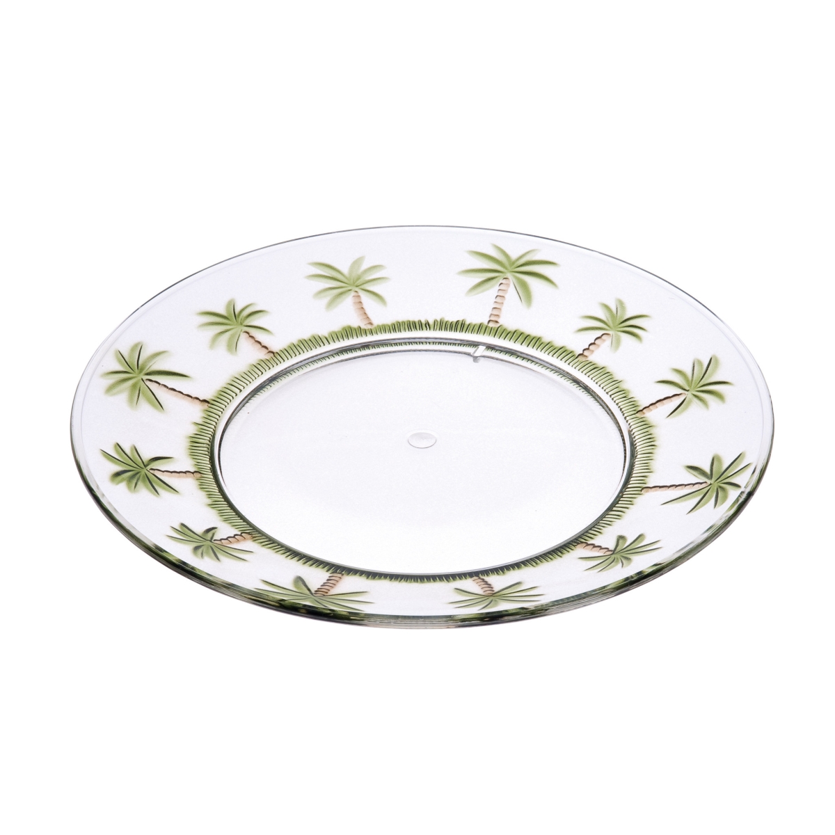 Picture of HomeRoots 520898 Palm Tree Acrylic Service for Four Dinner Plate Set, Clear & Green - 4 Piece