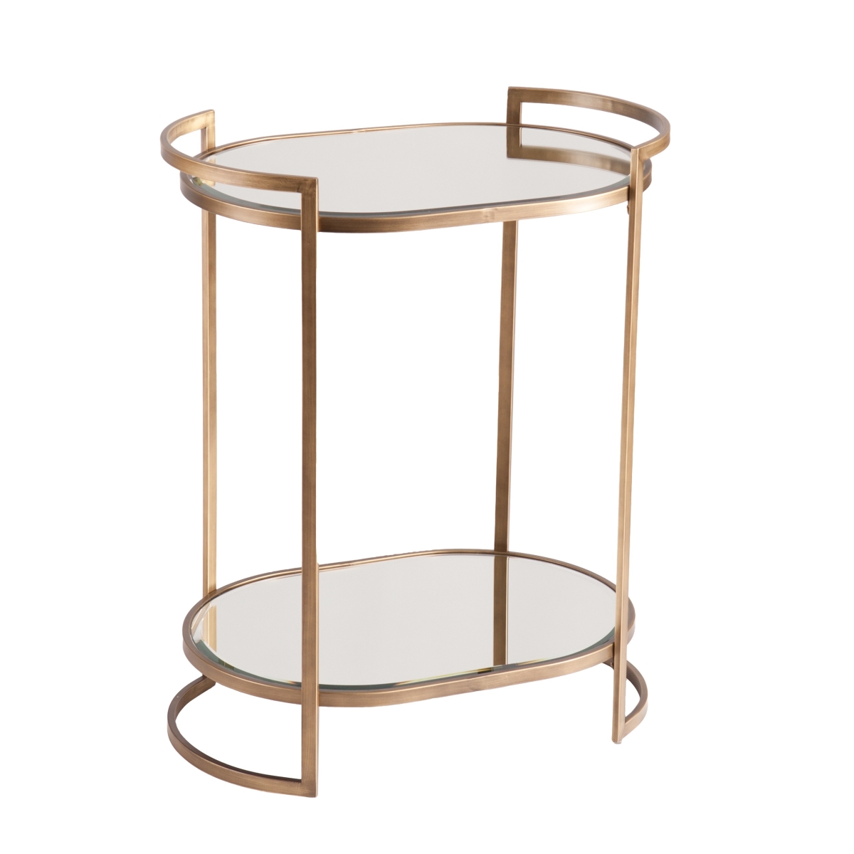 Picture of homeroots kitchen & dining 402580 Oval Gold & Silver Metal & Mirrored Glass Bar Cart