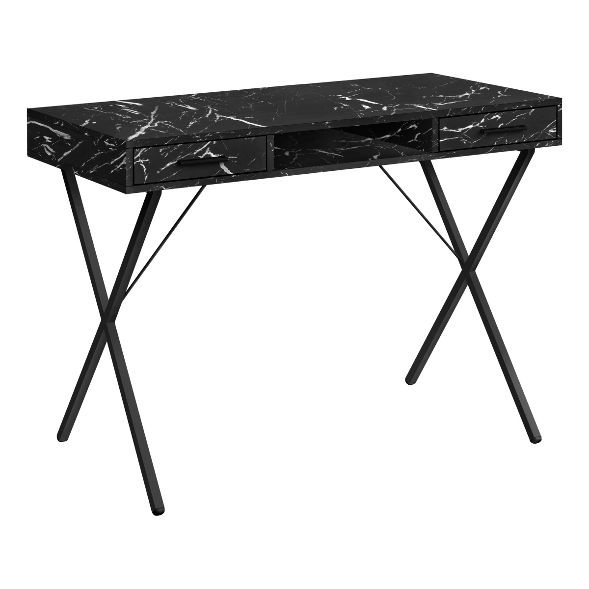 489879 42 in. Computer Desk with Two Drawers, White & Black