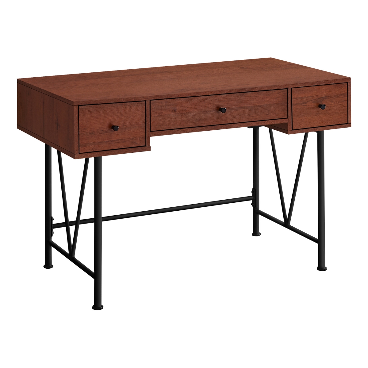 47 in. Computer Desk with Three Drawers, Brown & Black
