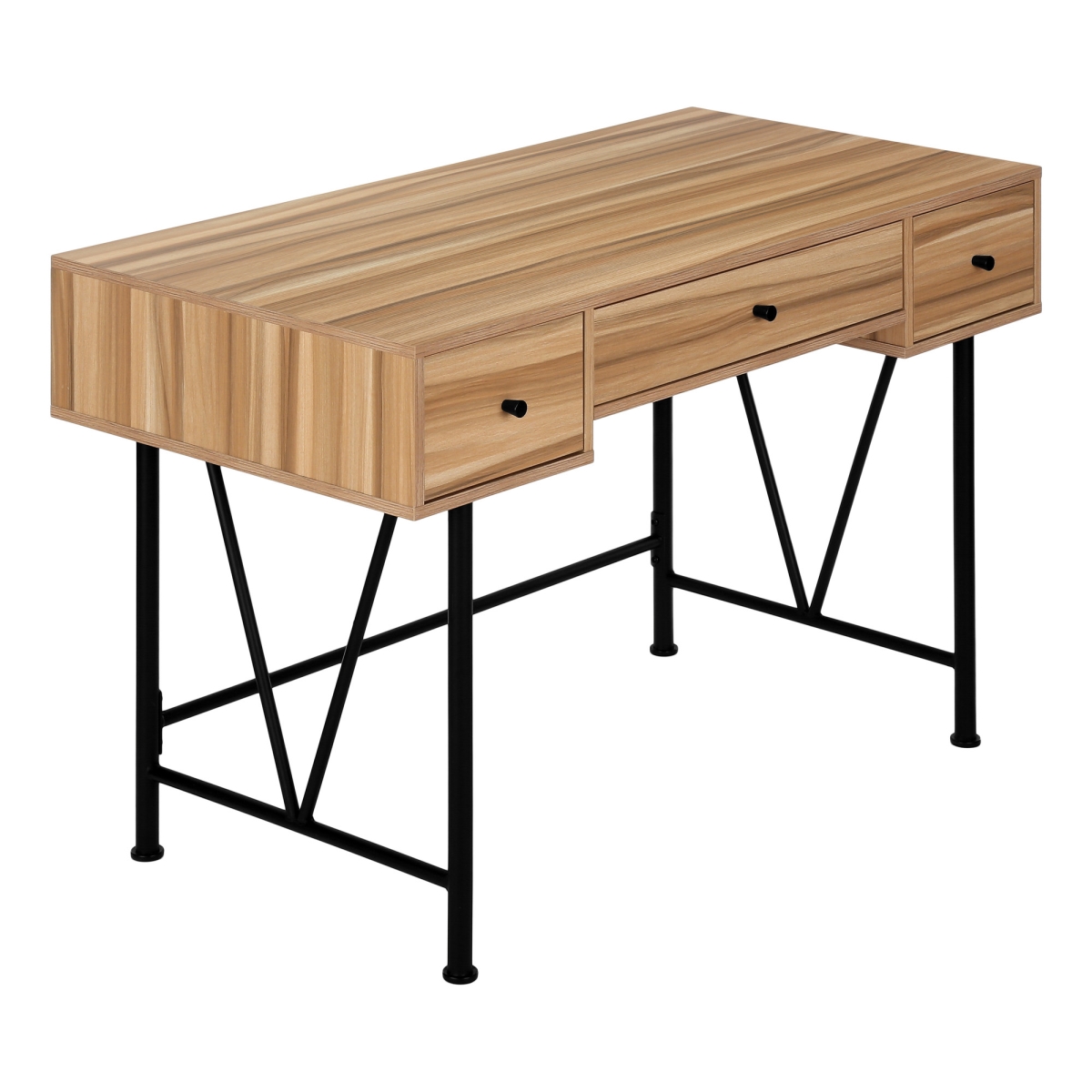 489913 47 in. Computer Desk with Three Drawers, Brown & Black