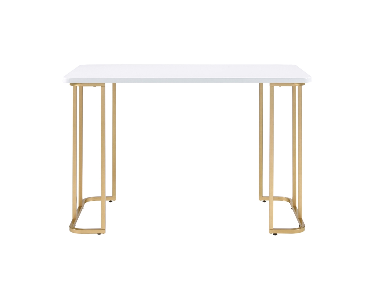 48 in. Writing Desk, White & Gold