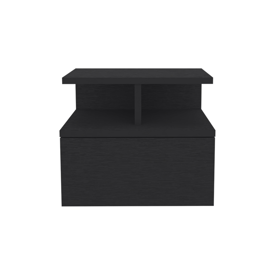 12 in. One Drawer Faux Wood Floating Nightstand, Black