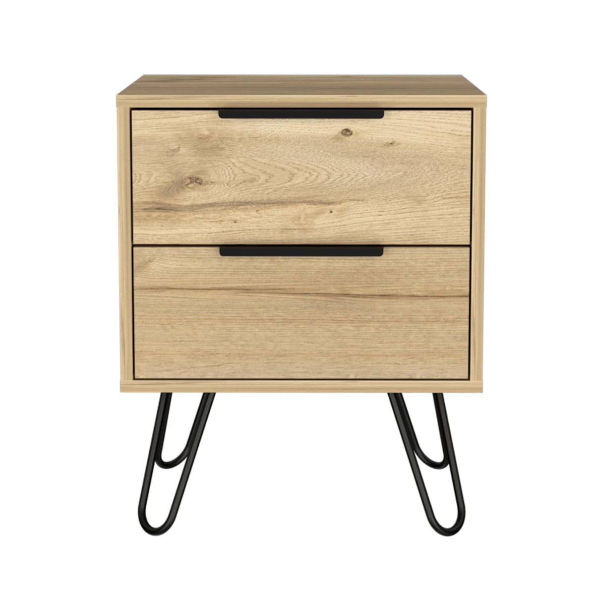 22 in. Two Drawer Faux Wood Nightstand, Oak
