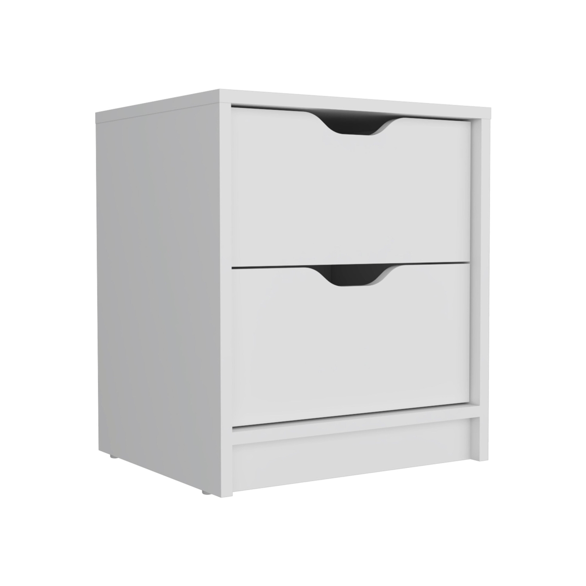 19 in. Two Drawer Faux Wood Nightstand, White