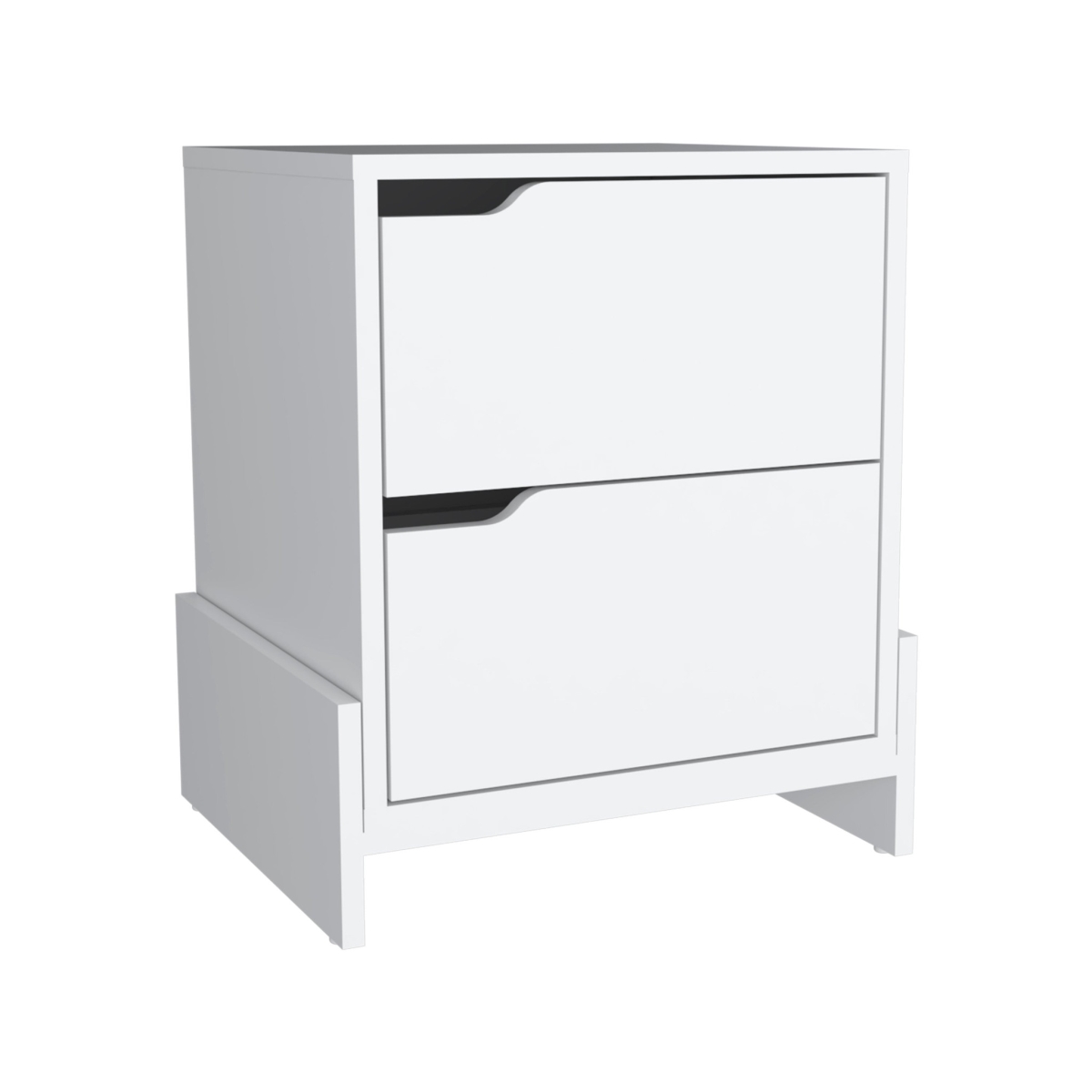 20 in. Two Drawer Faux Wood Nightstand, White