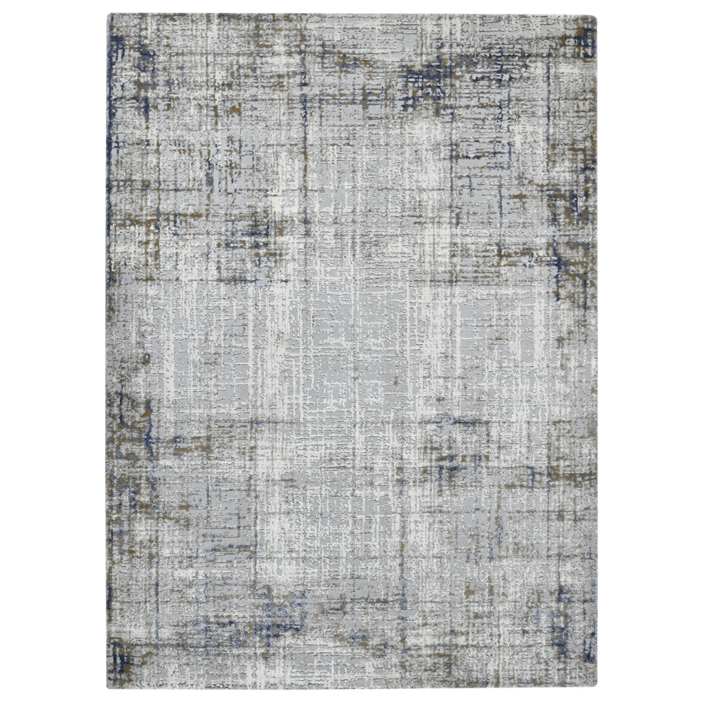 2 x 3 ft. Abstract Power Loom Rectangle Area Rug, Gray & Gold