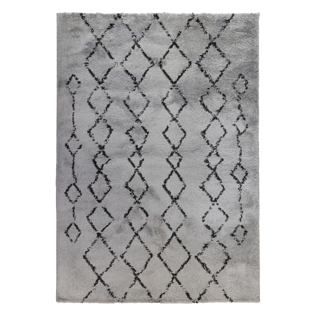 5 x 8 ft. Geometric Machine Woven Shag Rectangle Area Rug, Gray & Black