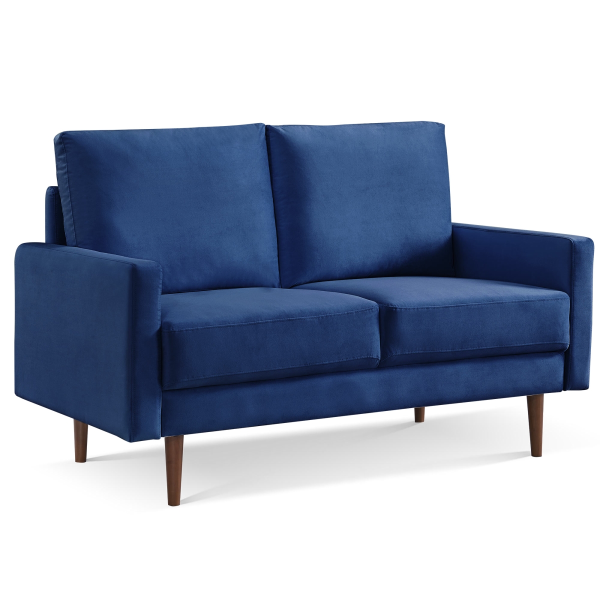 57 in. Velvet Loveseat, Blue & Dark Brown