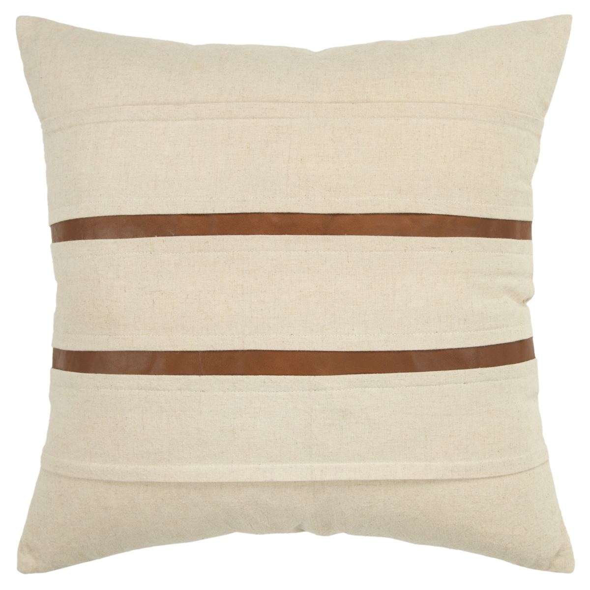 Picture of HomeRoots 545558 20 x 20 in. Striped Cotton Blend Zippered Pillow&#44; Ivory & Brown