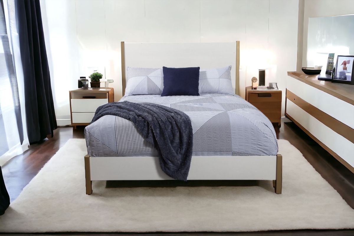 524809 Solid & Manufactured Wood Queen Bed, White