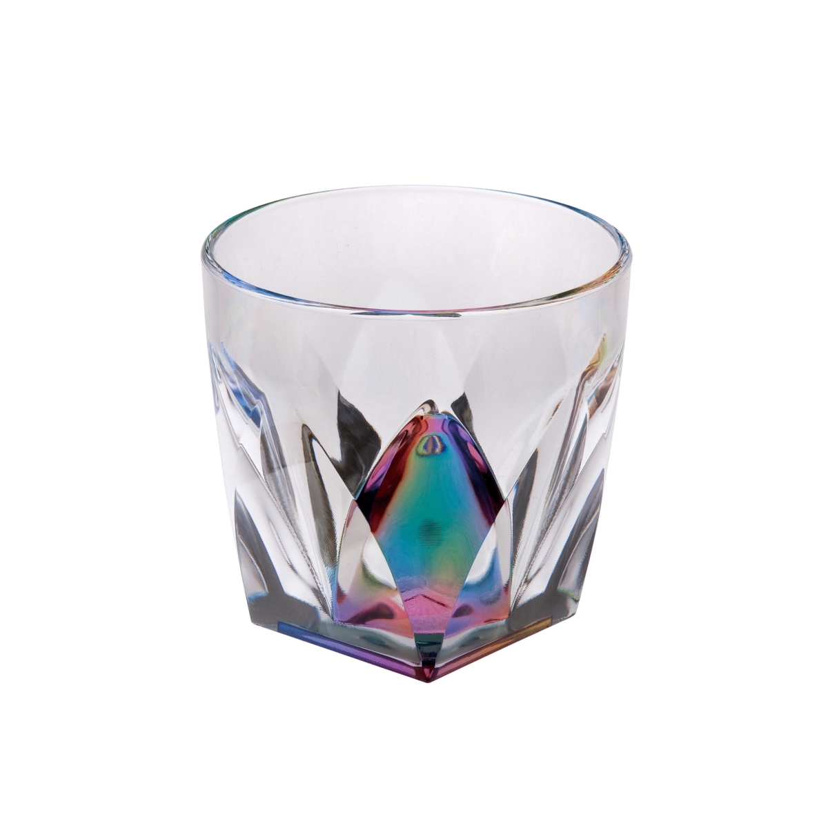 Picture of HomeRoots 521155 Geometric Acrylic Stemless Whiskey Glass, Rainbow - Set of 4
