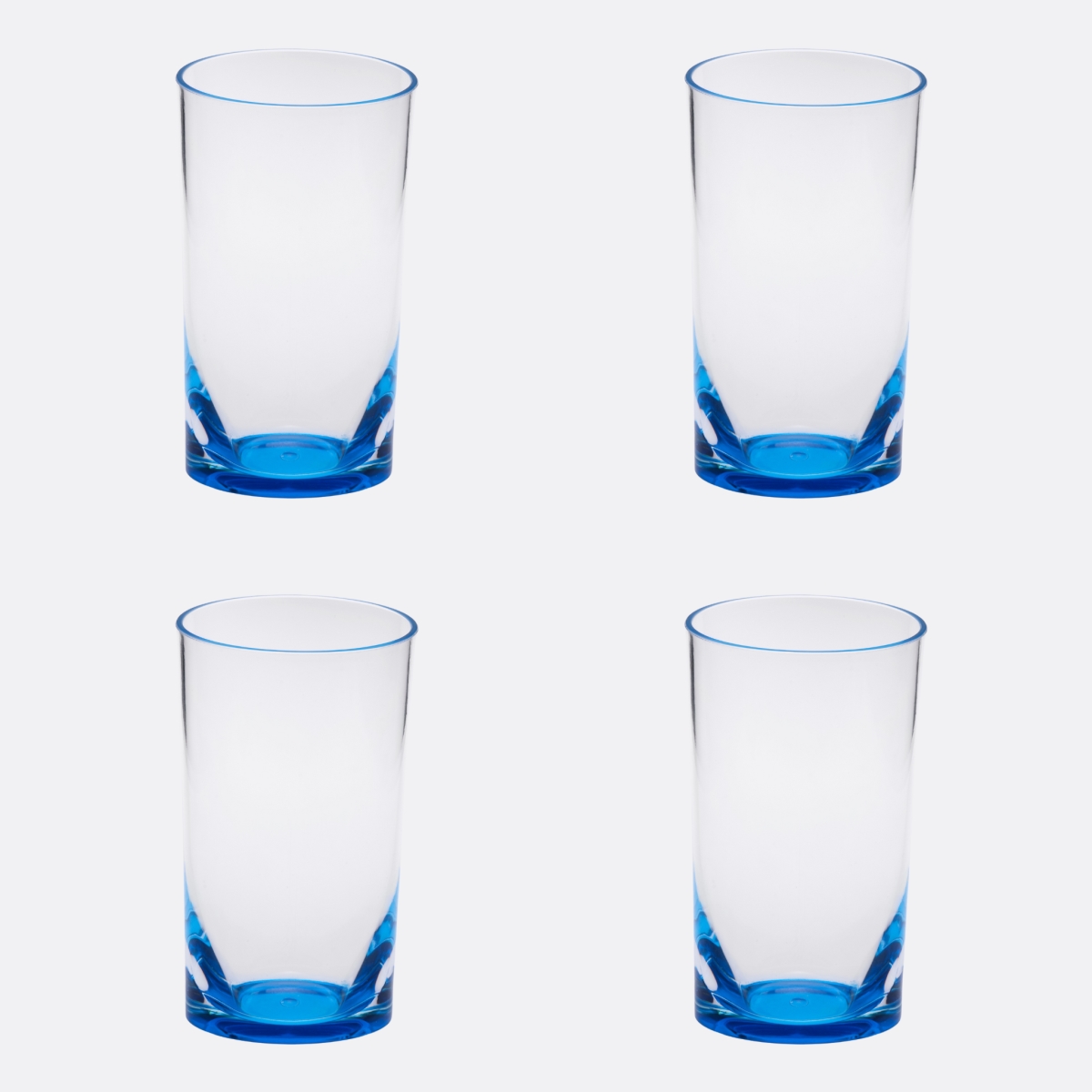 Picture of HomeRoots 521161 Acrylic Highball Glasses, Clear & Blue - Set of 4