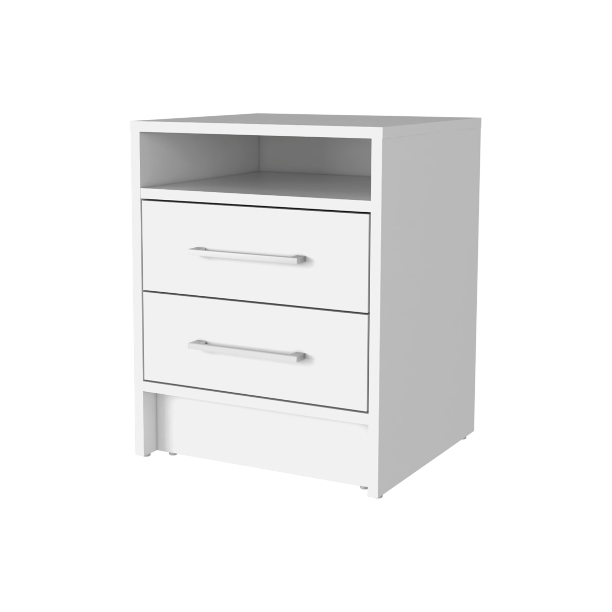 20 in. Two Drawers Faux Wood Nightstand, White