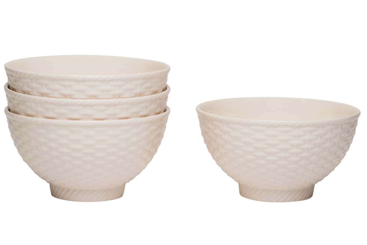 Picture of HomeRoots 483501 Weave STO Are Service for Four Bowl Set, White - 4 Piece