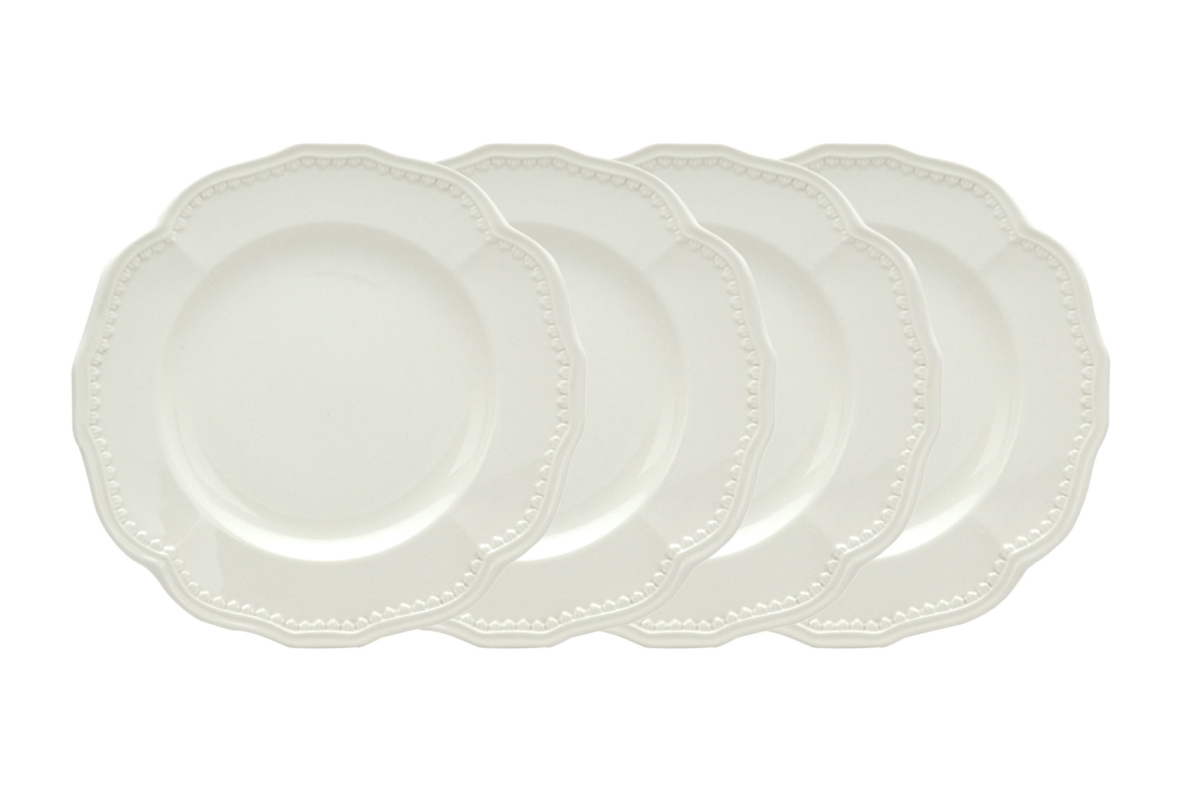Round Scallop STO Are Service for Four Salad Plate Set, White - 4 Piece