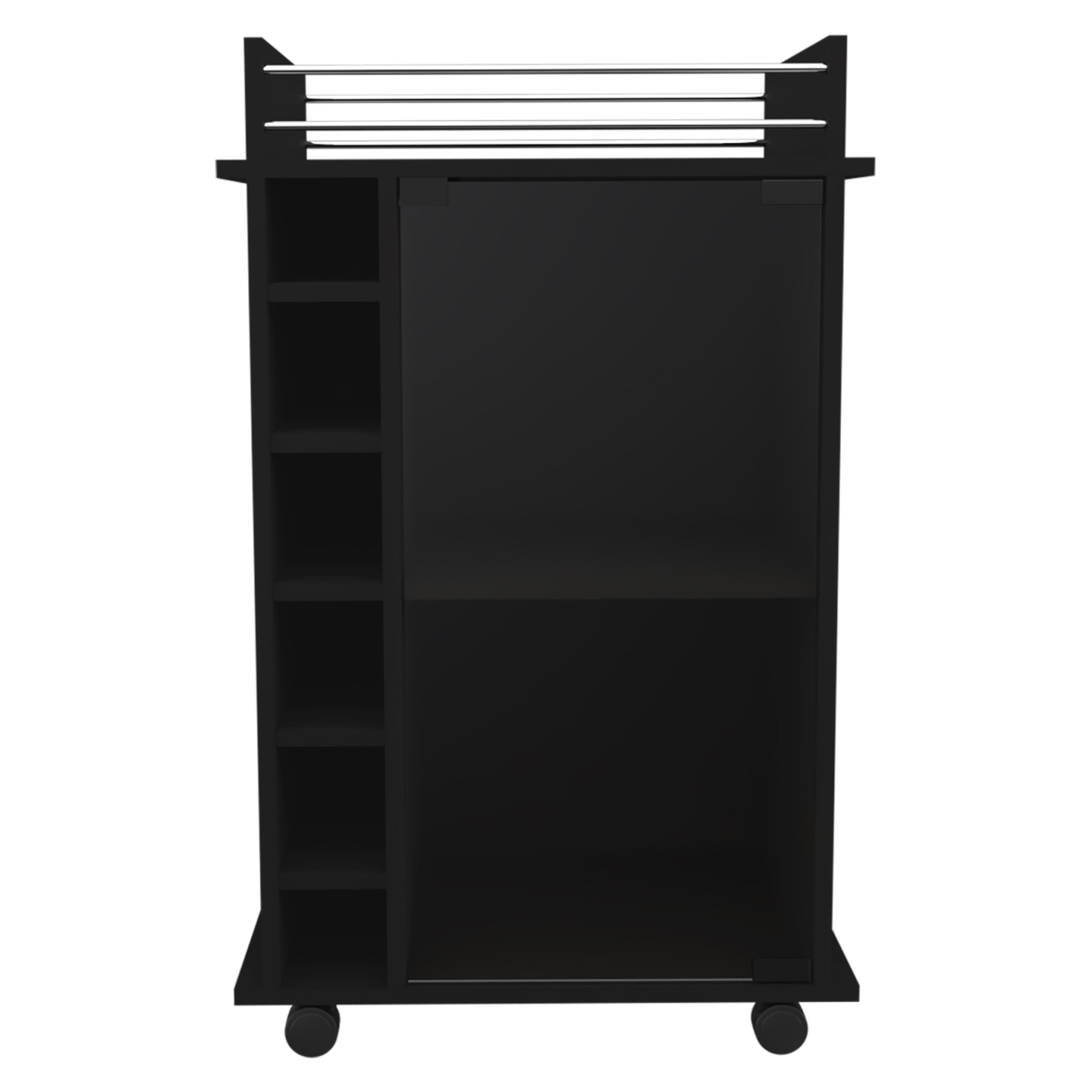 477703 Rolling Bar Cart with Wine Storage, Black