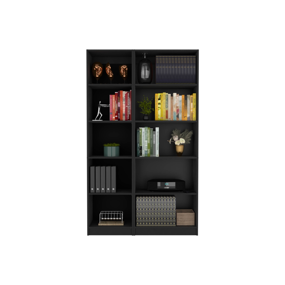 546337 71 in. Five Tier Bookcase, Black