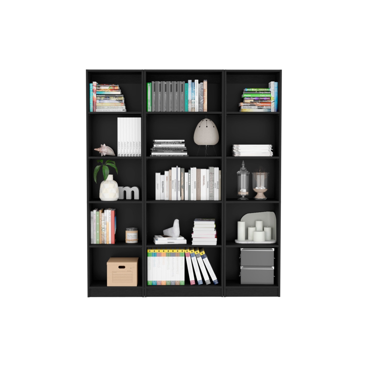 546350 71 in. Five Tier Bookcase, Black