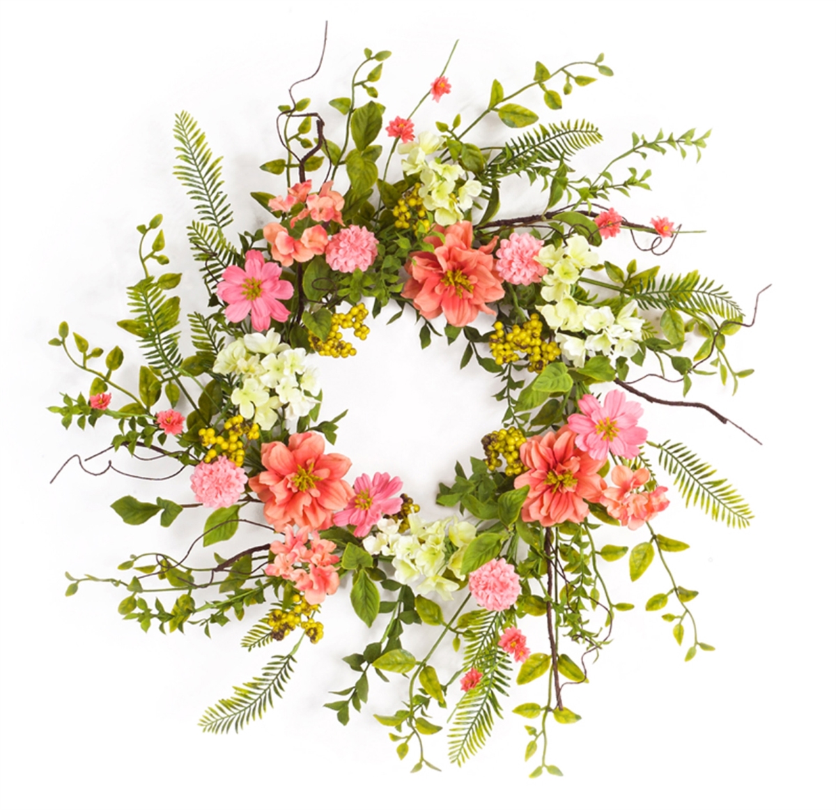 Picture of HomeRoots 516079 27 in. Spring Berry Artificial Wreath&#44; Pink & Green