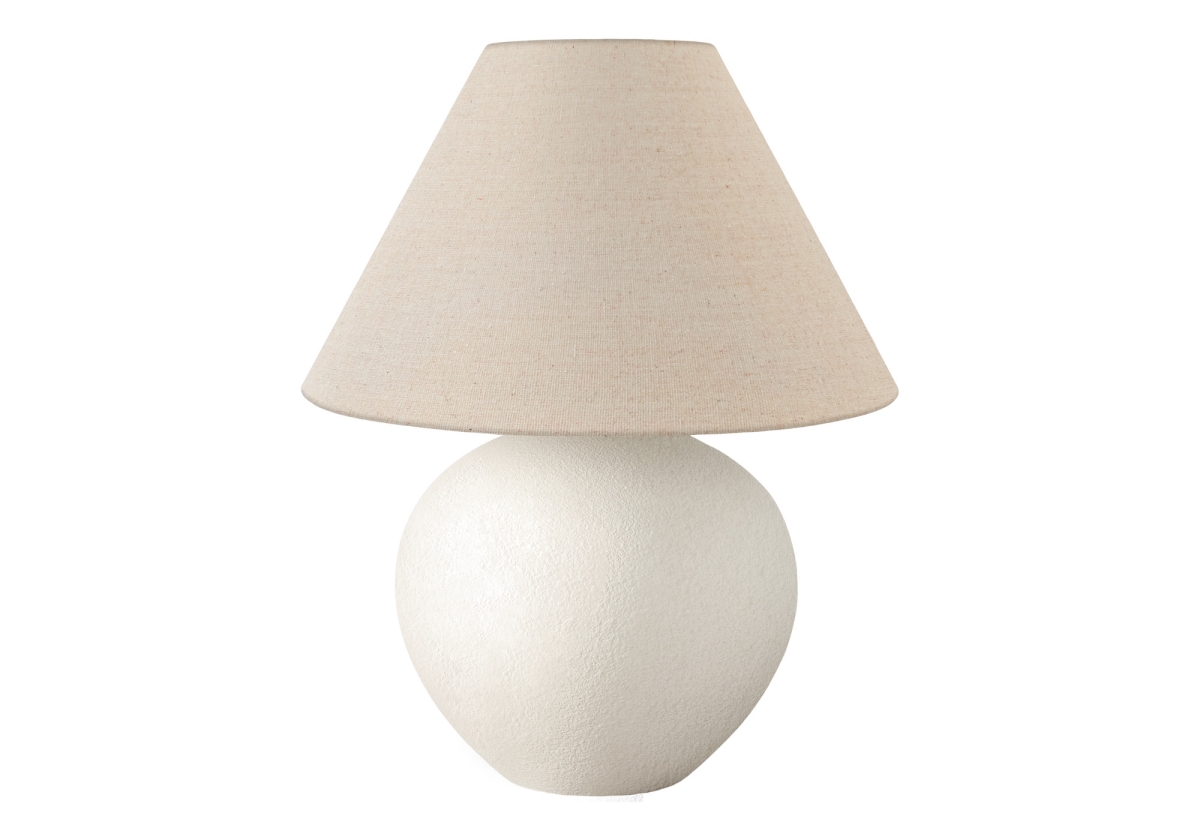 16 in. Ceramic Round Table Lamp with Cream Empire Shade, Cream