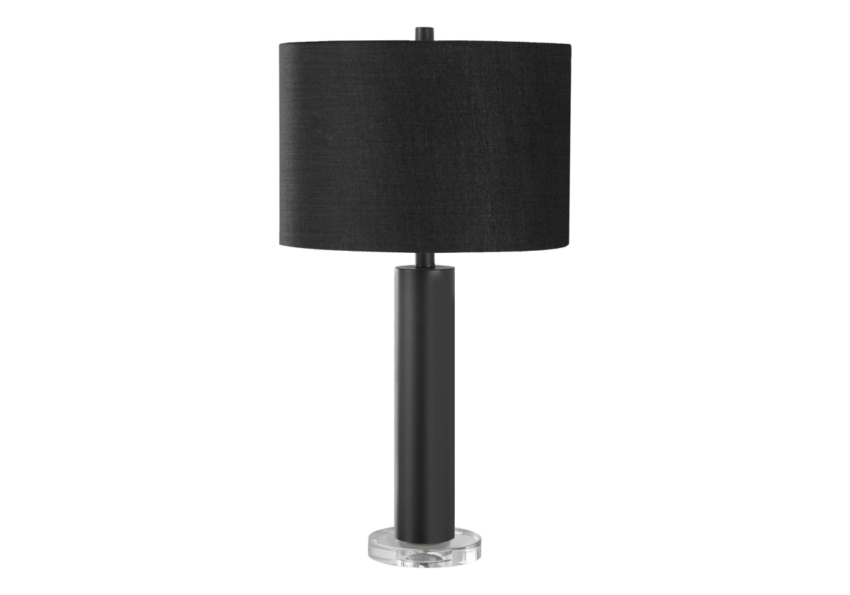 28 in. Metal & Acrylic Cylinder Table Lamp with Black Drum Shade, Black