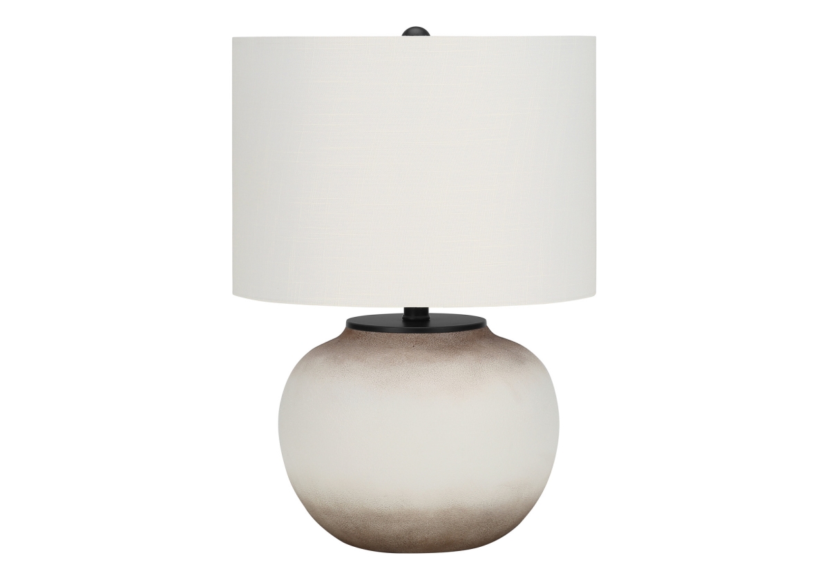 21 in. Ceramic Round Table Lamp with Cream Drum Shade, Cream