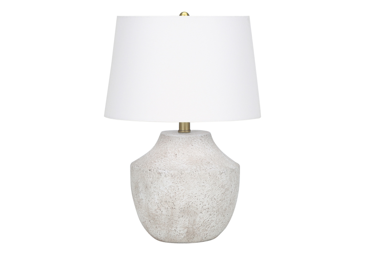 20 in. Concrete Urn Table Lamp with Cream Empire Shade, Cream
