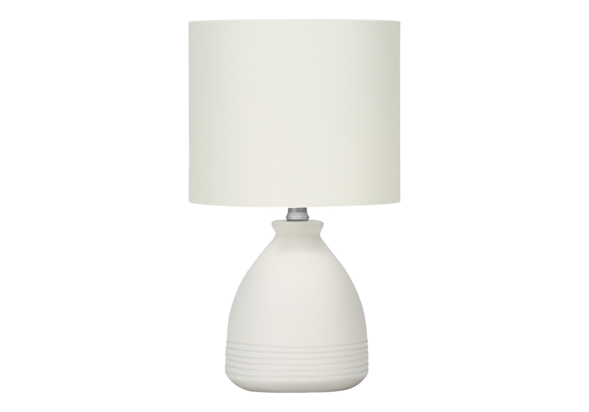 17 in. Ceramic Round Table Lamp with Cream Drum Shade, Cream