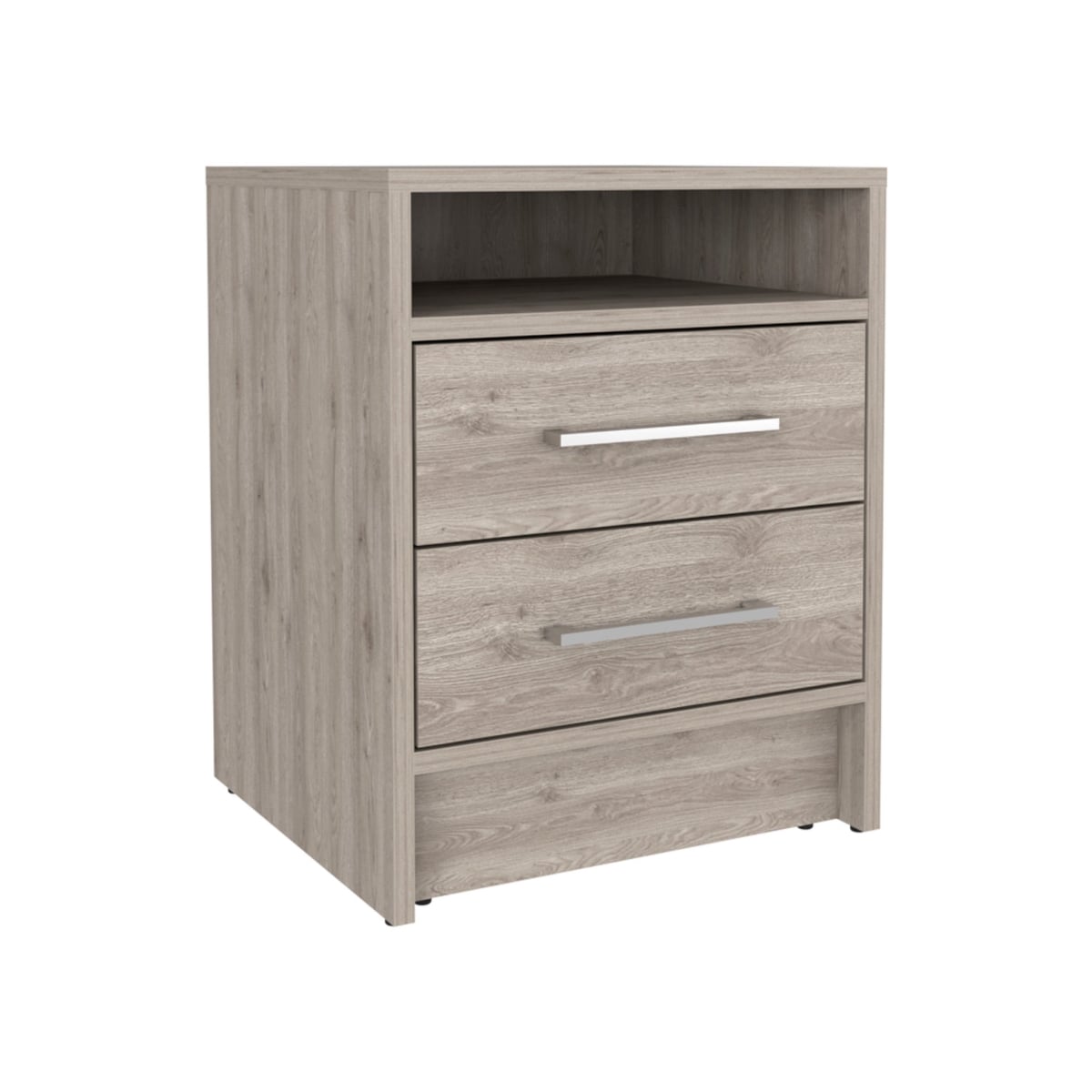 20 in. Two Drawer Faux Wood Nightstand, Gray