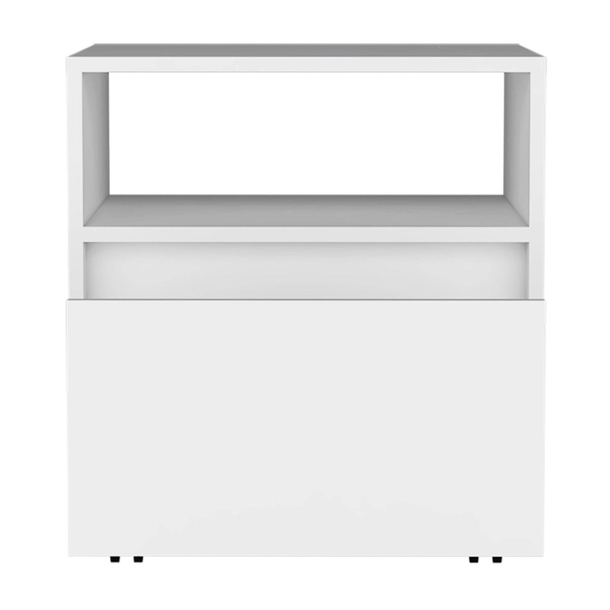 21 in. One Drawer Faux Wood Nightstand, White