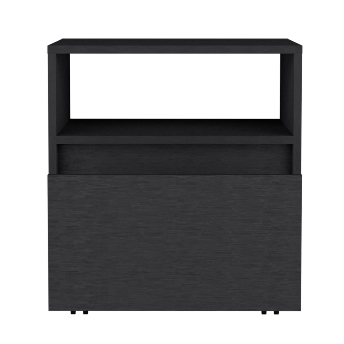 21 in. One Drawer Faux Wood Nightstand, Black