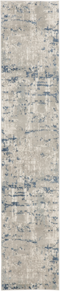 12 ft. Abstract Power Loom Runner Rug, Blue & Gray
