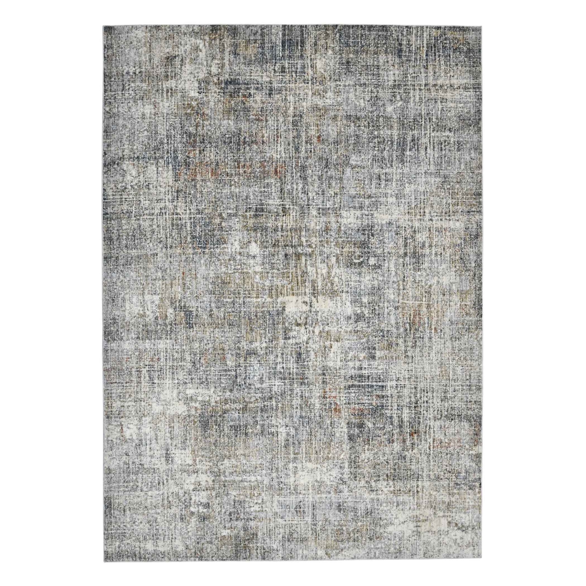 2 x 3 ft. Abstract Power Loom Rectangle Area Rug, Gray & Orange