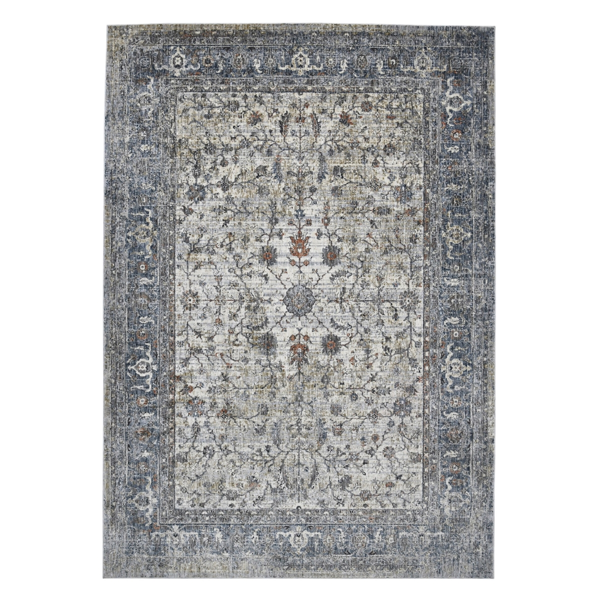 532346 2 x 3 ft. Oriental Power Loom Rectangle Area Rug, Gray & Ivory
