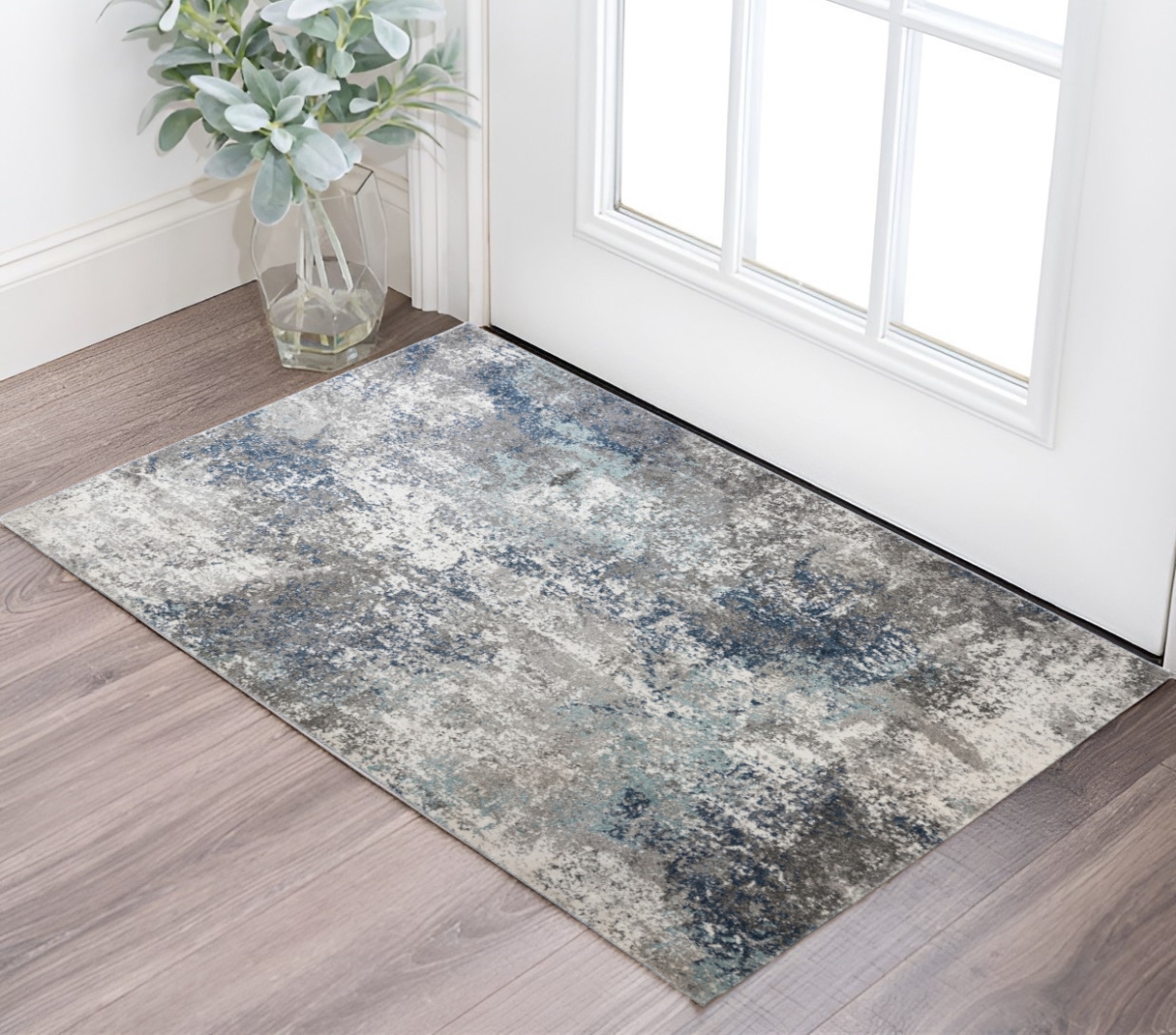 532392 2 x 3 ft. Gray & Blue Abstract Power Loom Rectangle Area Rug