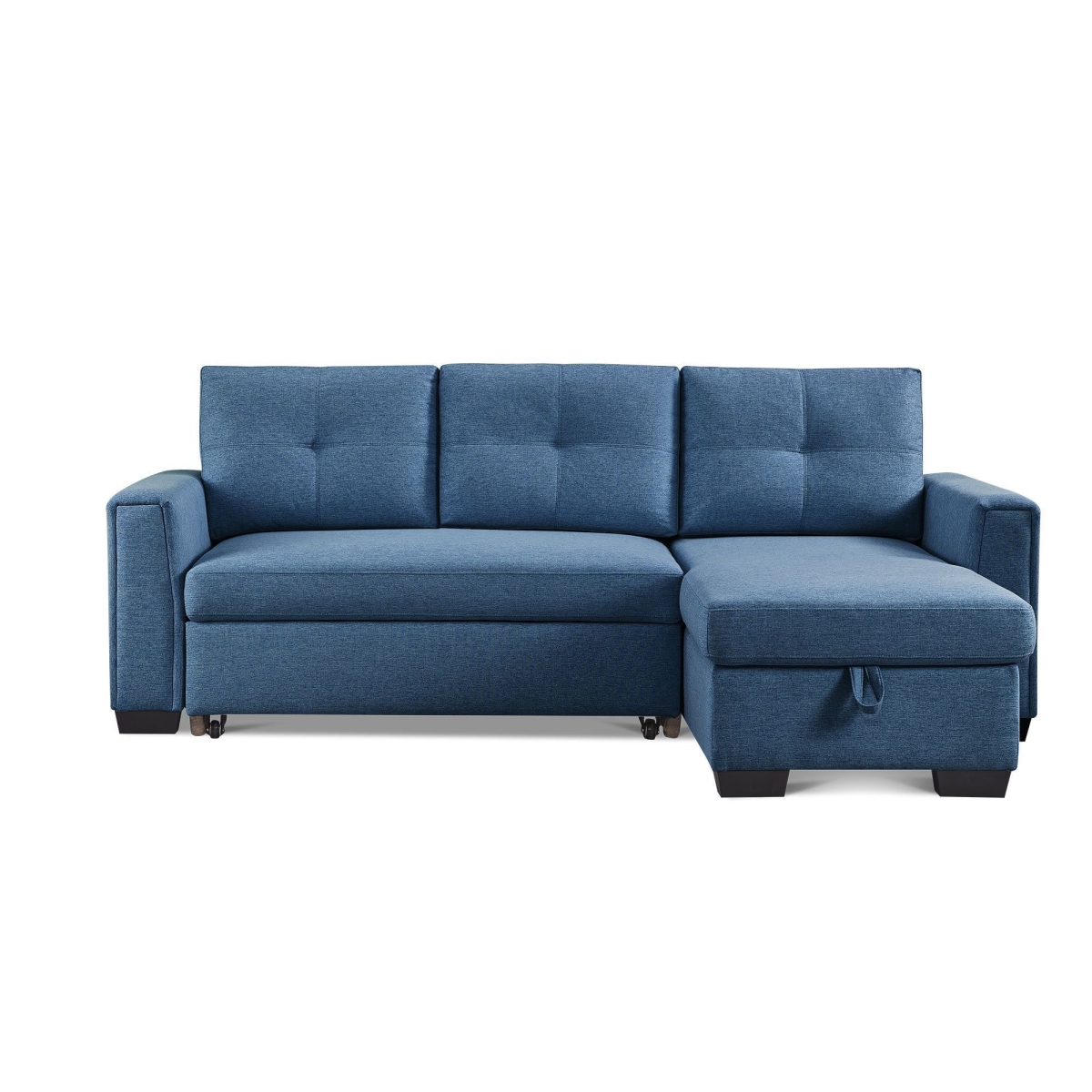 544957 92 in. Polyester Blend Convertible Futon Sleeper Sofa, Blue & Black