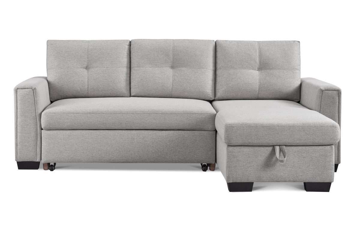 92 in. Polyester Blend Convertible Futon Sleeper Sofa, Light Gray & Black