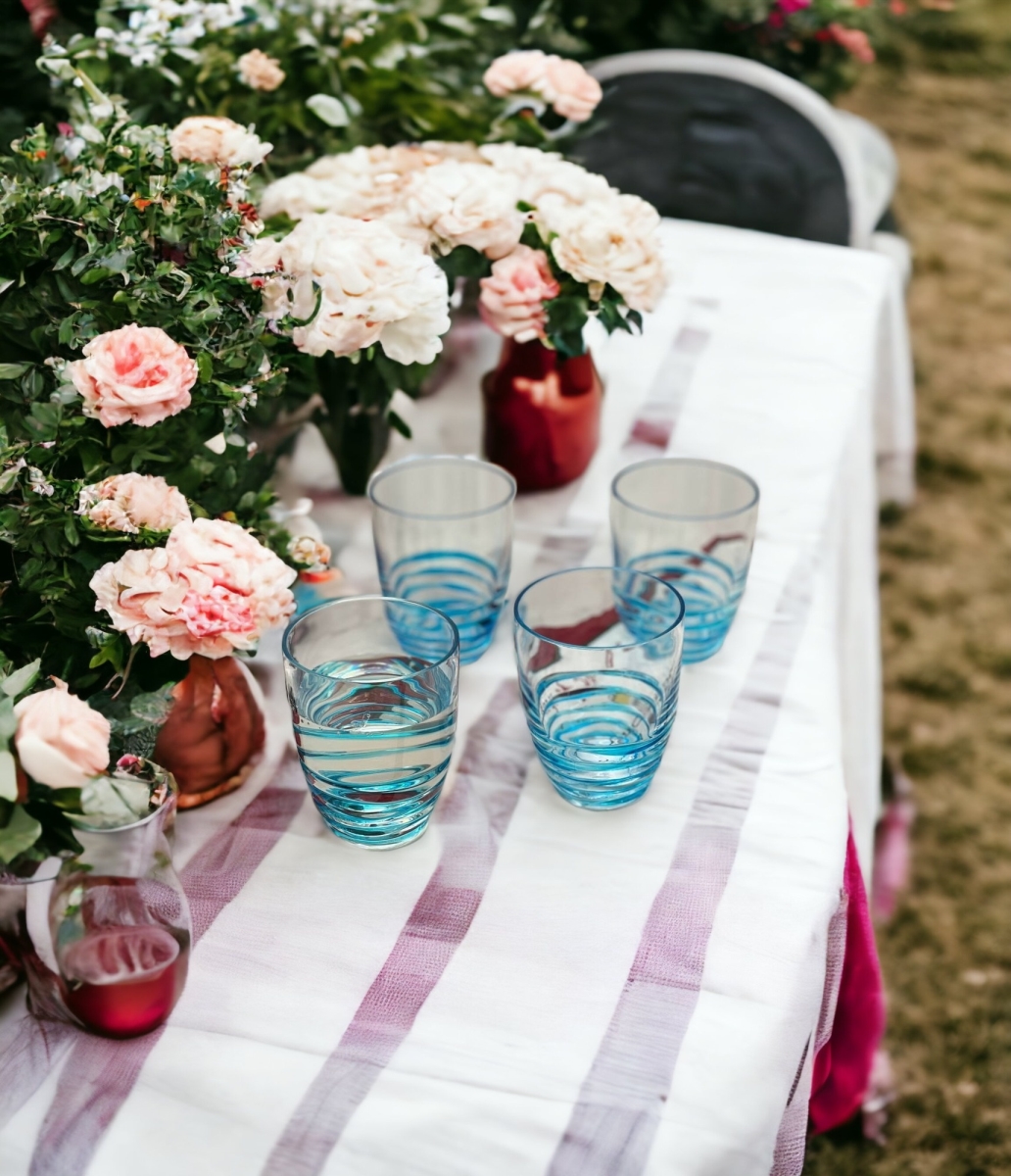 Acrylic Stemless Whiskey Glasses, Clear & Blue - Set of 4