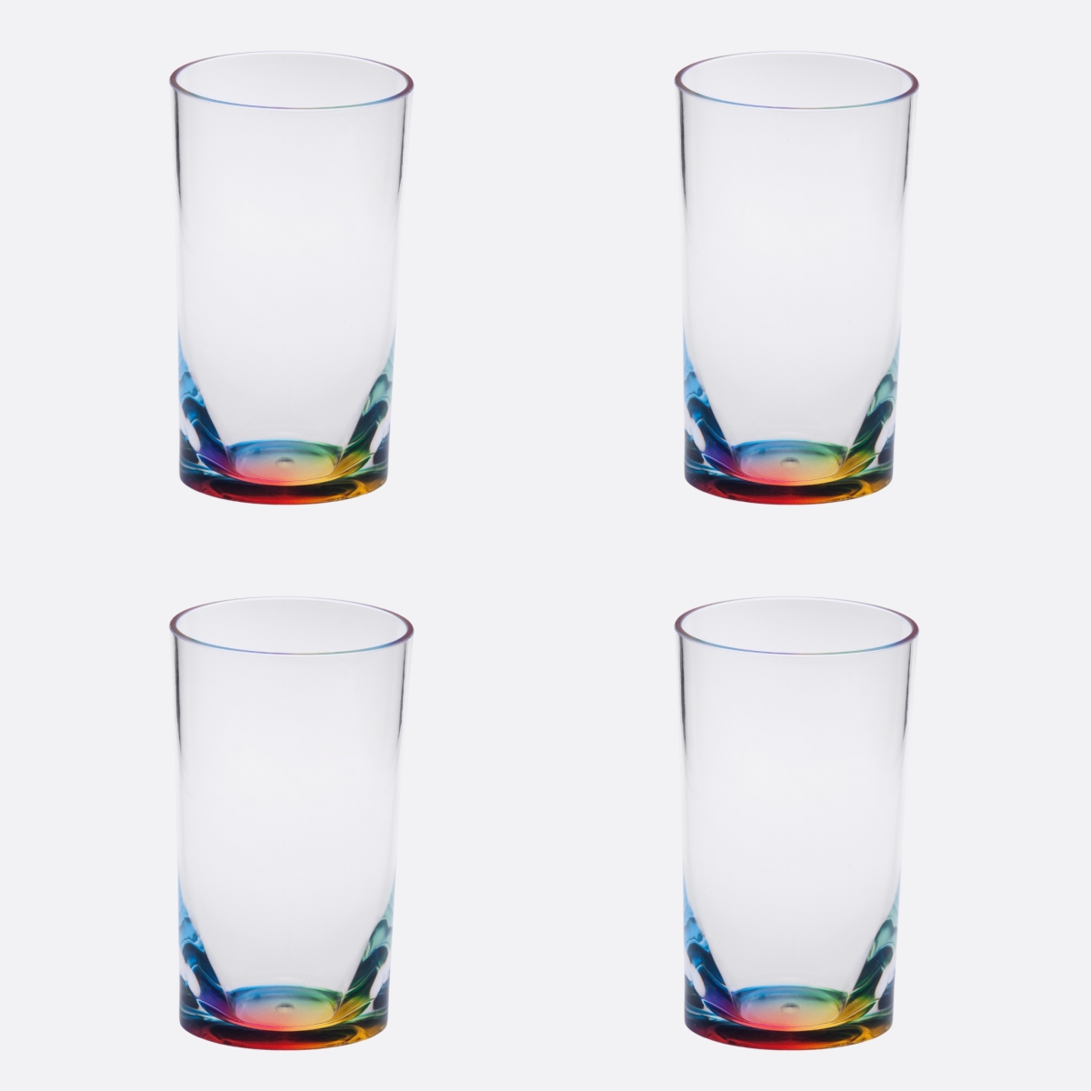 Picture of HomeRoots 521162 Acrylic Highball Glasses, Clear & Rainbow - Set of 4