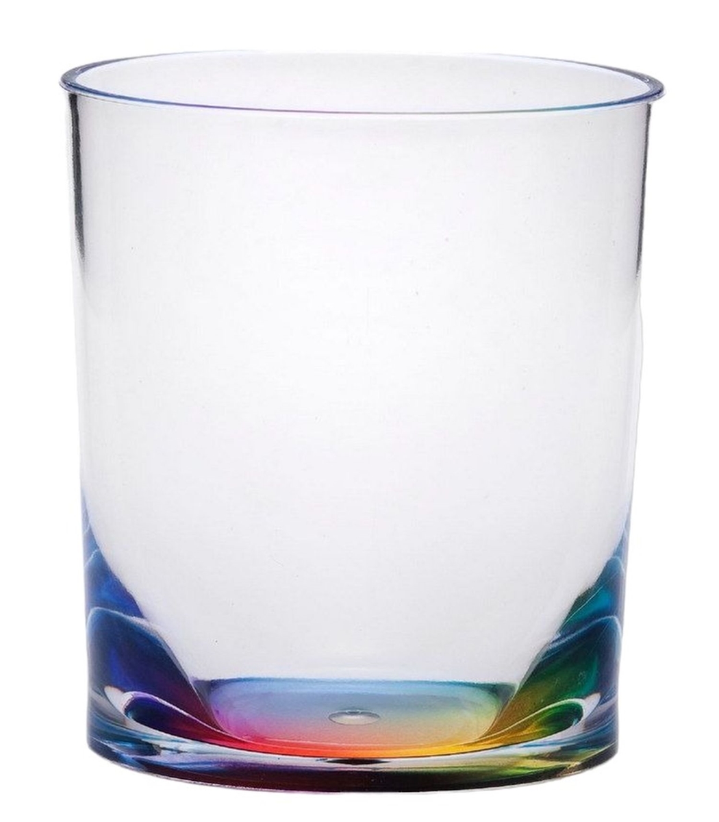 Picture of HomeRoots 521157 Geometric Acrylic Stemless Whiskey Glass, Rainbow - Set of 4