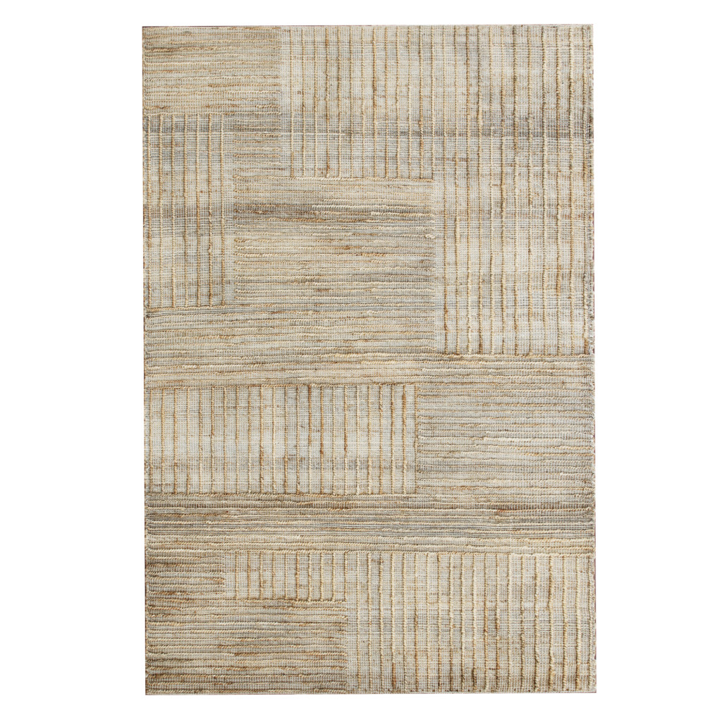 8 x 10 ft. Striped Hand Woven Rectangle Area Rug, Brown