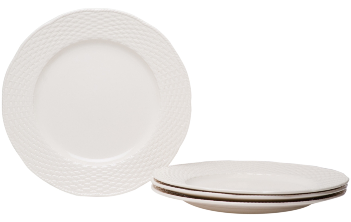 Picture of HomeRoots 483498 Weave STO Are Service for Four Dinner Plate Set, White - 4 Piece