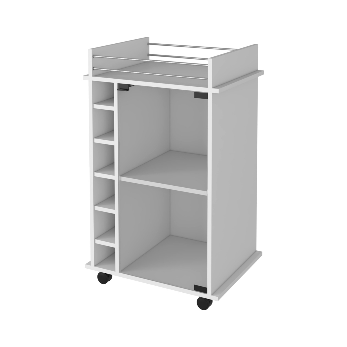 Rolling Bar Cart with Wine Storage, White