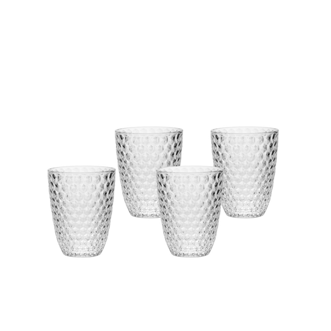Picture of HomeRoots 521146 Diamond Acrylic Stemless Whiskey Glasses, Clear - Set of 4