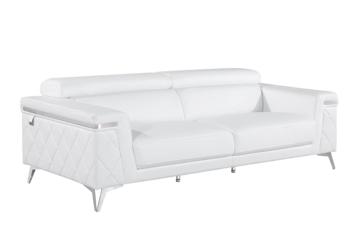 534168 Top Grain Leather Five Person Seating Set, White